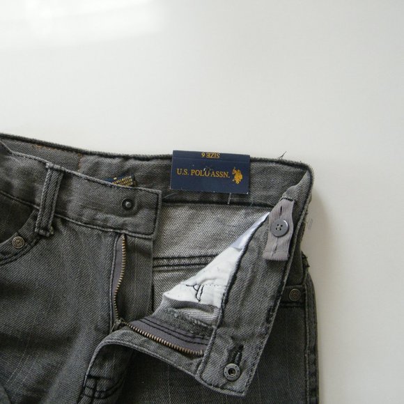 US Polo Assn Jeans Grey Denim Girls Size 6 Logo - Picture 4 of 8